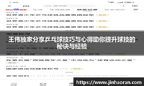 王伟独家分享乒乓球技巧与心得助你提升球技的秘诀与经验