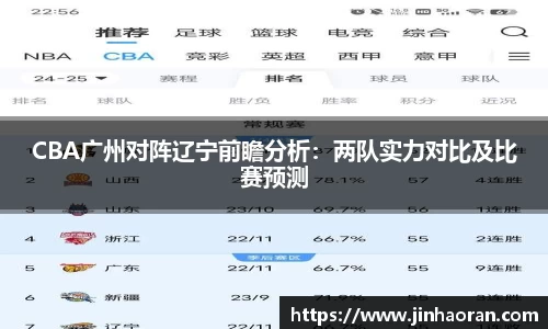 CBA广州对阵辽宁前瞻分析：两队实力对比及比赛预测